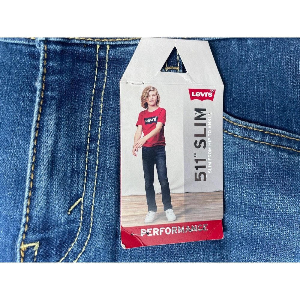 NWT Levis 511 Slim Fit Performance Jeans Boys Size 16 Reg 28x30 Blue Denim - Picture 3 of 8